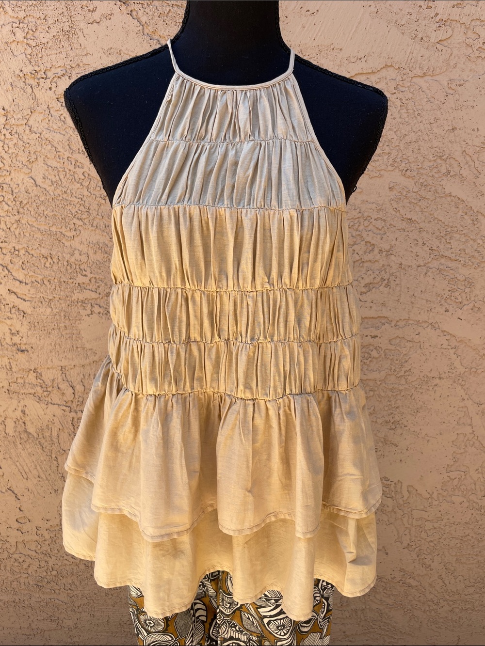 Anthropologie Pilcro Cream Tiered Halter Tank Top